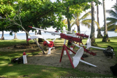 Machine gun & propellers on the Blue Lagoon Dive resort grounds.