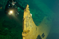 Plane on Fujikawa Maru wreck at Chuuk (Truk) Lagoon.
