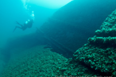large gash in the side of the Regina wreck