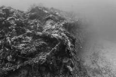 destroyed conning tower section of the submarine I-169 at Truk lagoon