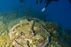 aft hatch of the submarine I-169 at Truk Lagoon.