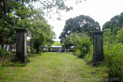 Main gates to former communications center on Tonoas I, Chuuk (Truk) Lagoon.