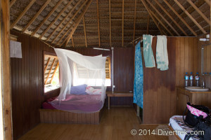 Inside one of the Sauvage huts at Tetamanu Pension.