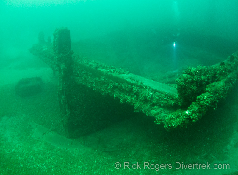stern of the Indiana wreck in Lake Erie