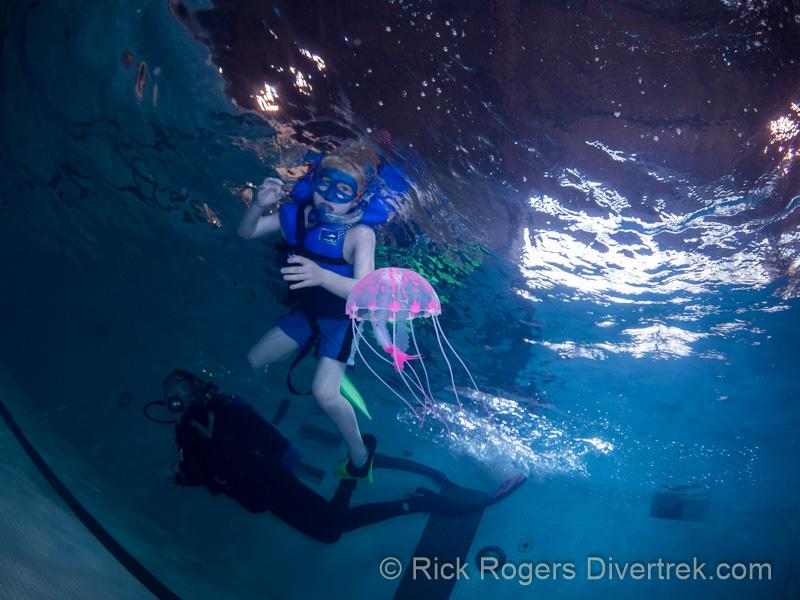 Underwater photography in pool.